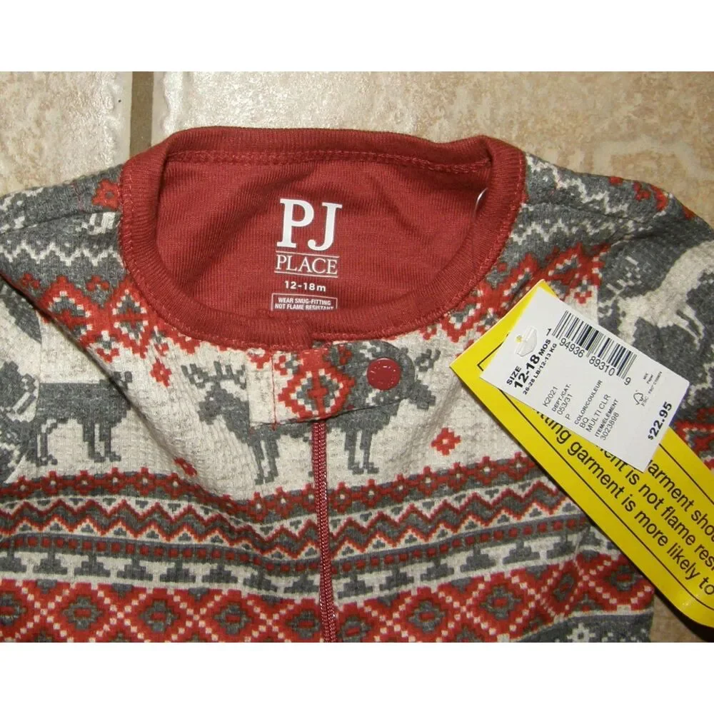 NEW Boys Sz 12-18 Months Stretchy Snug Fitting Footed Zipped Sleeper PJ PLACE